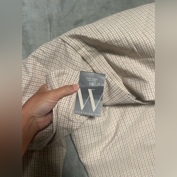 Worthington Slim Ankle Pants Women’s 10 High Rise Plaid NWT - Picture 3 of 10